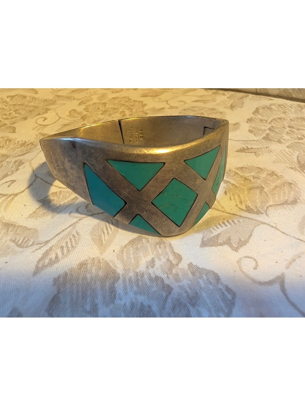 Sterling Silver and Turquoise Inlay Wide Cuff Bracelet